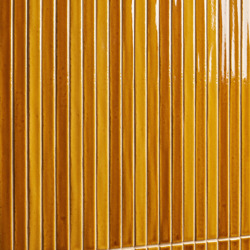 Bond Tile Vivanta 5.27 In. X 17.71 In. Glossy Ceramic Mosaic Elongated Subway Wall Tile (8 Sheets / Box), Mustard Yellow