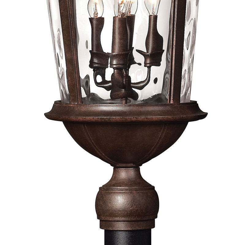 Windsor 30" Four-Light Candle Outdoor Post/Pier Mount Lantern, River Rock