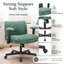 Fauteuil de bureau croisé en velours de 26 po de largeur avec roulettes, fauteuil de bureau à pieds croisés avec accoudoirs réglables en hauteur, support lombaire, fauteuil de coiffeuse pivotant pour bureau à domicile, chambre à coucher, bureau, 350 lb-107129124-134393652