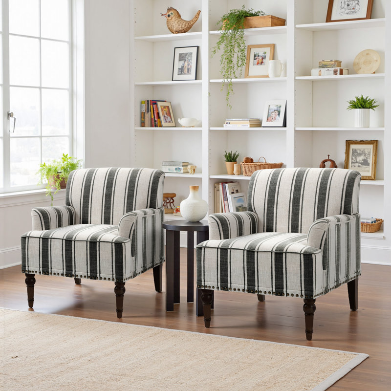 Fauteuil Iliana, Lin à rayures noires