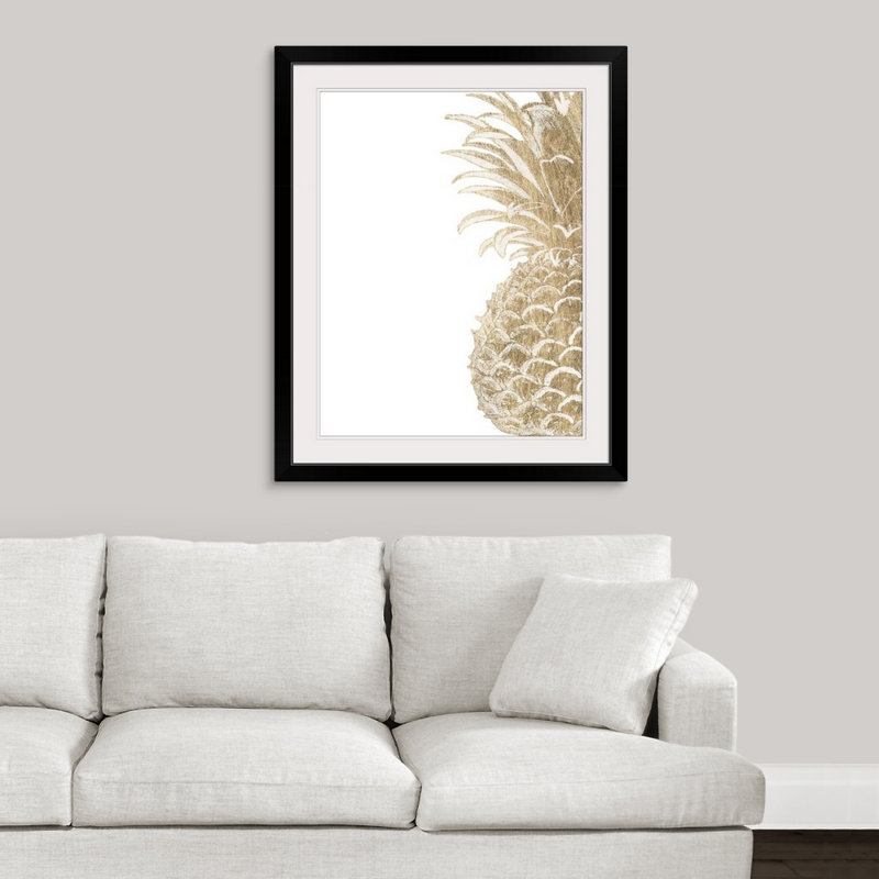 Estampe numérique «Pineapple Life IV», impression, Cadre noir, l 44 po x P 35 po x H 1 po