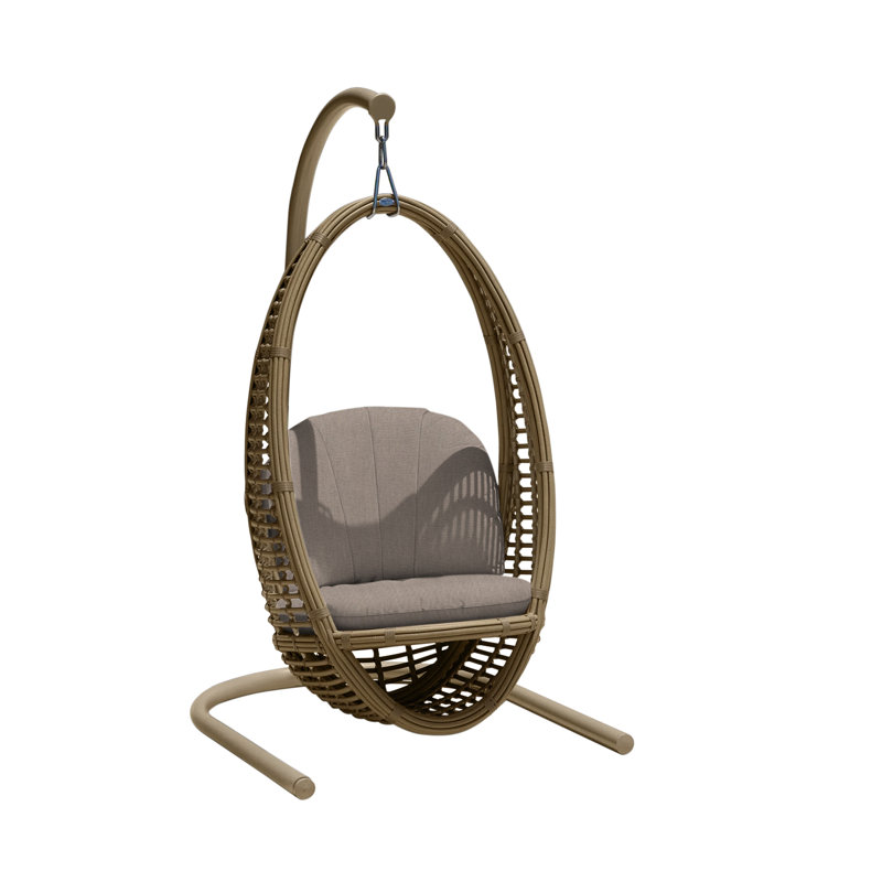 Heri Porch Swing with Stand, Kubu Mushroom, Canvas Taupe Sunbrella® Canvas