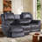 81.1" Manual Reclining Faux Leather 3-Seater Sofa with Drop-Down Table & Cup Holders, Gray-116975491