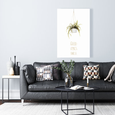 «Good vibes only Kitchen», toile blanche - décoration murale