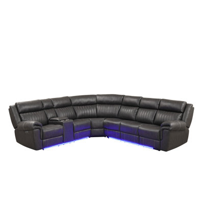 Briehn Faux Leather Curved Sectional
