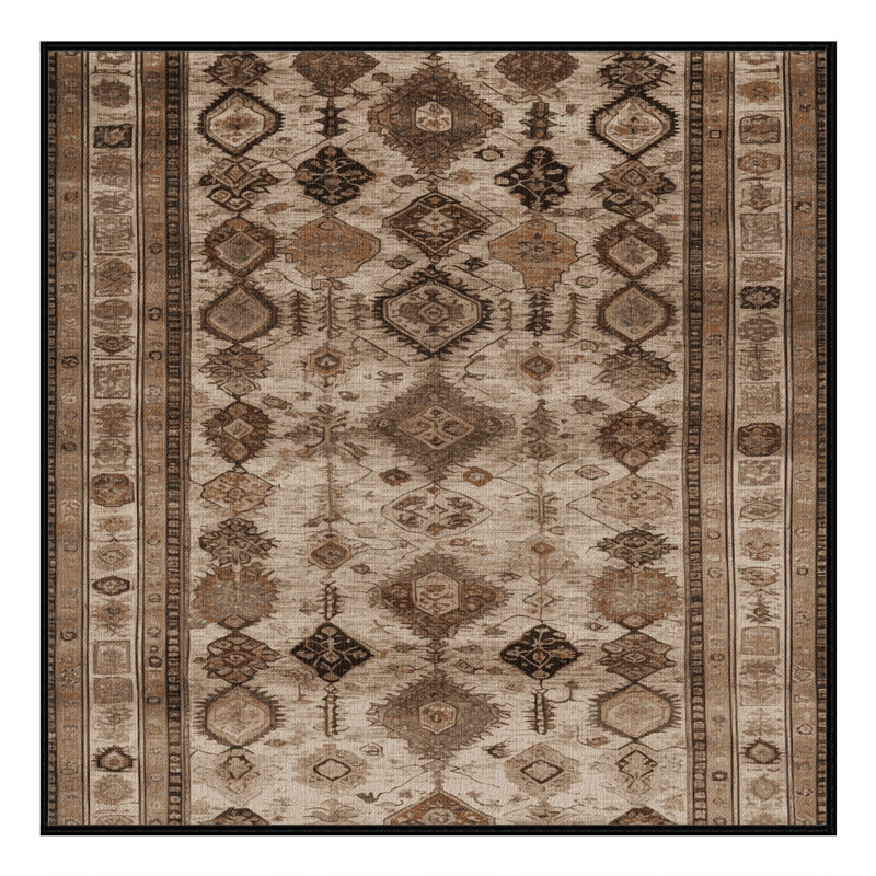 Tapis brun lavable à la machine, Carré 5 pi