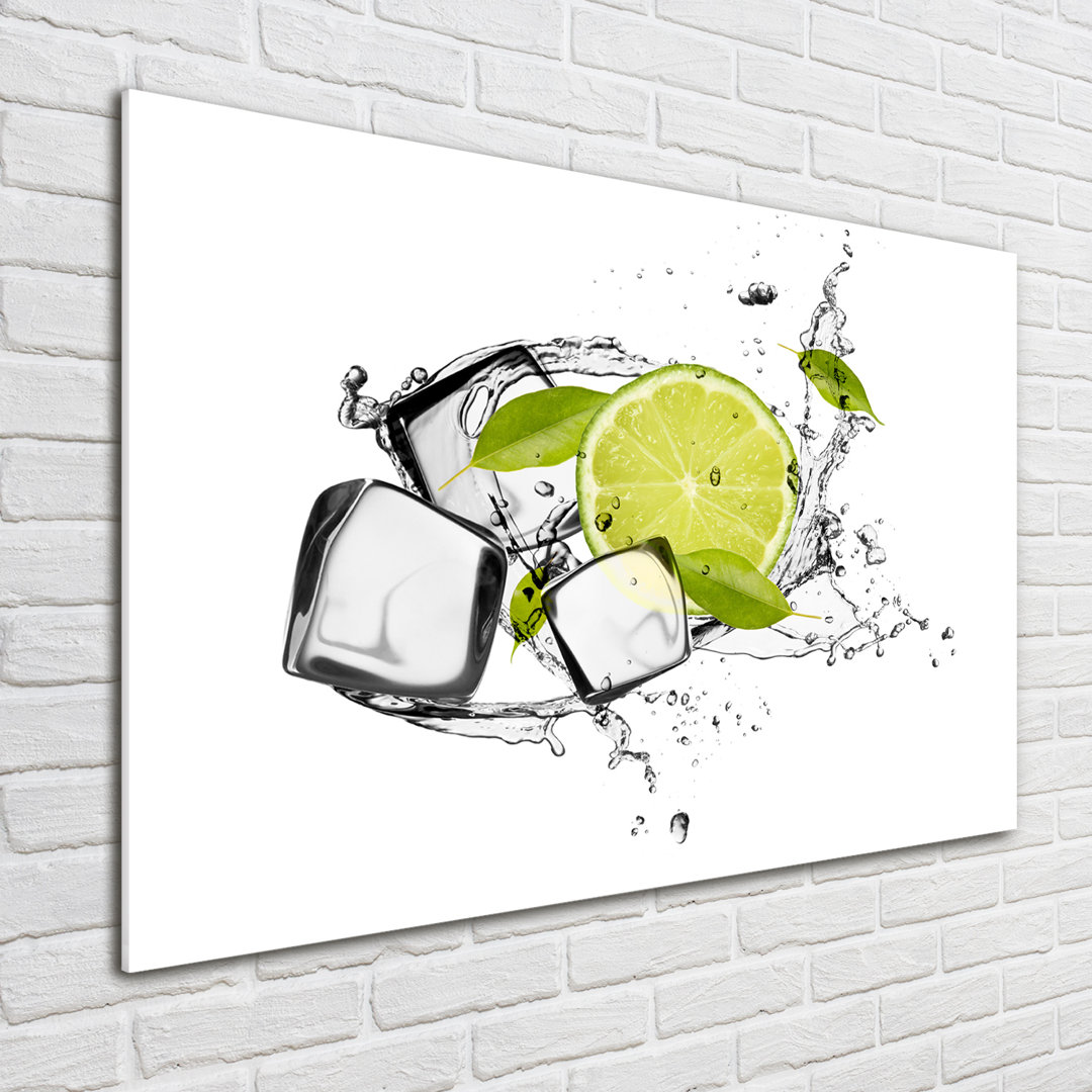 Glasbild Limette mit Eis