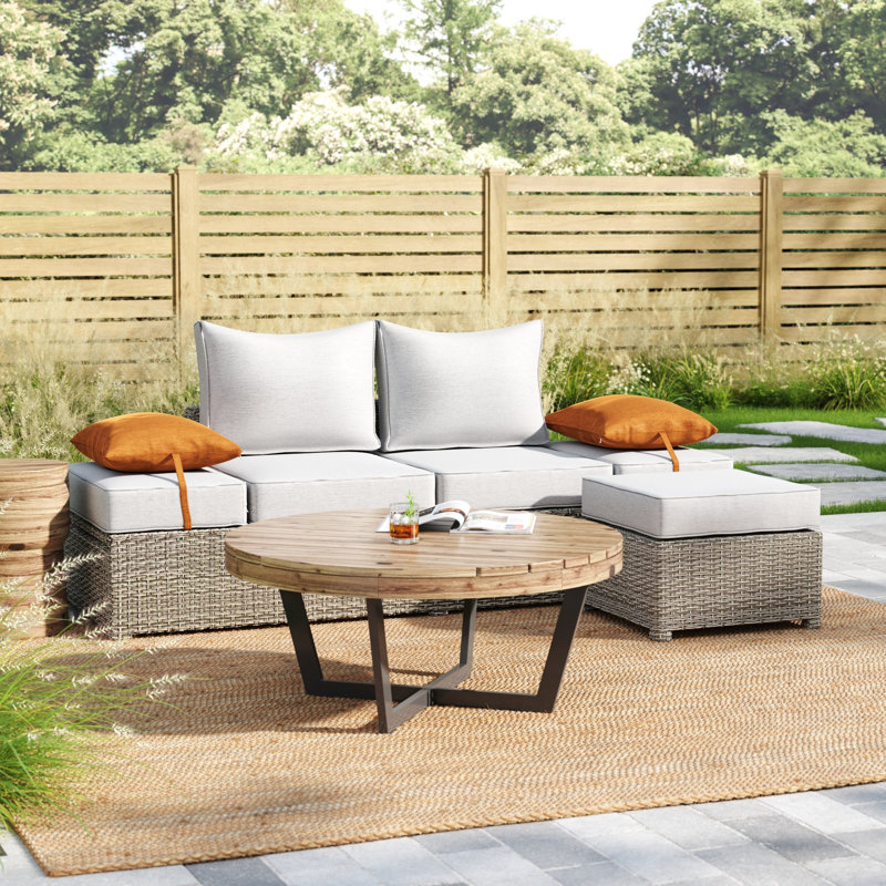 Canapé d'extérieur L 83 po avec 2 coussins et repose-pieds beige Ragio