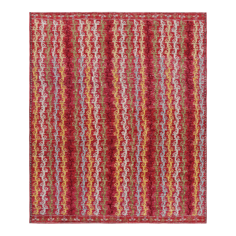 Rug & Kilim’S Tribal Style Rug In Red With Colorful Geometric Stripes