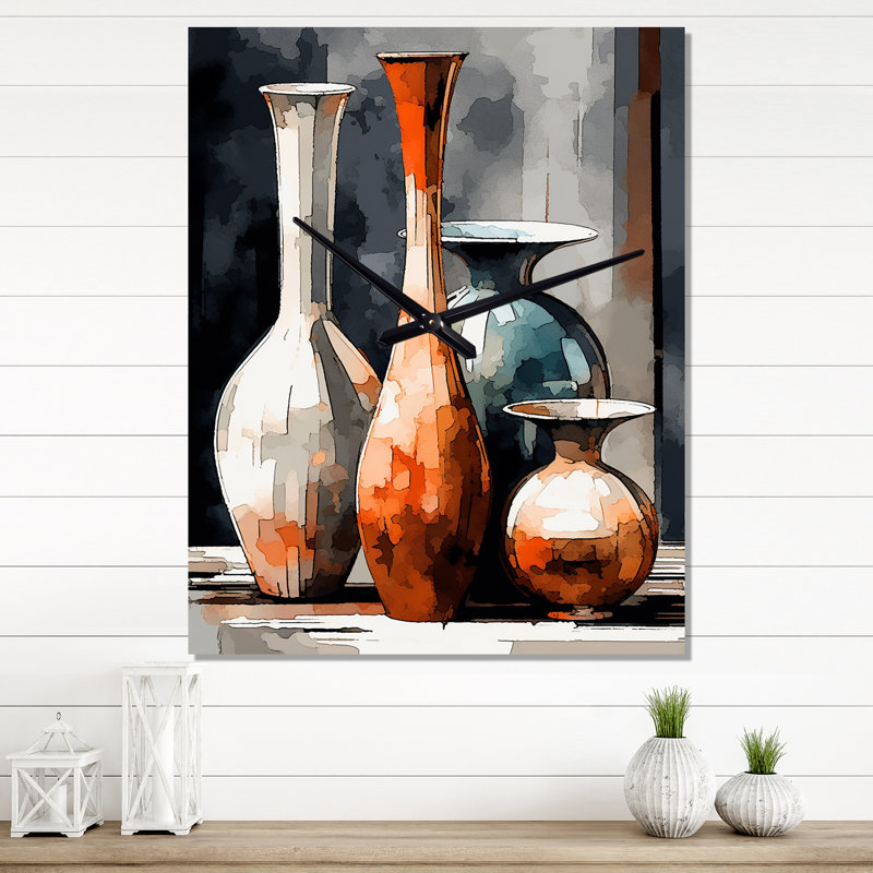 Horloge murale moderne Jalaylah - Boho Pottery, H 32 po x l 16 po x P 1 po