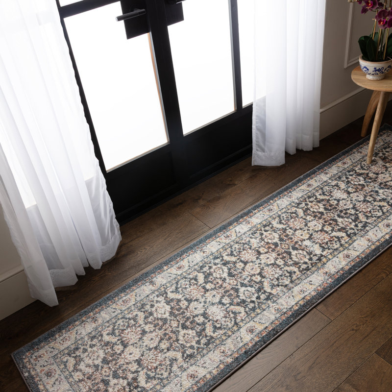 Hupper Farah Machine Woven Grey Area Rug, Rectangle 66 x 240 cm