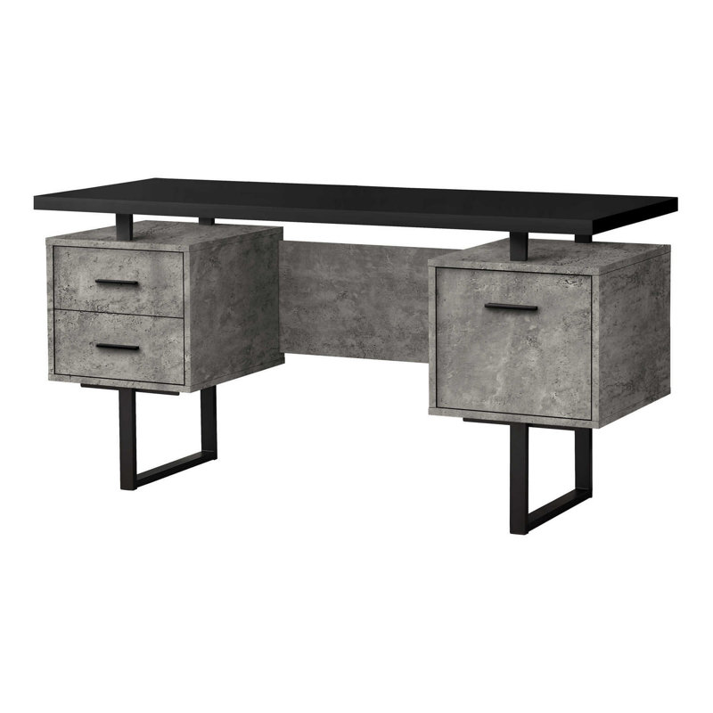 Jazarian Computer Desk, Home Office, Laptop, Left, Right Set-up, Storage Drawers, Work, 30" H x 60" W x 24" D, Dark Gray