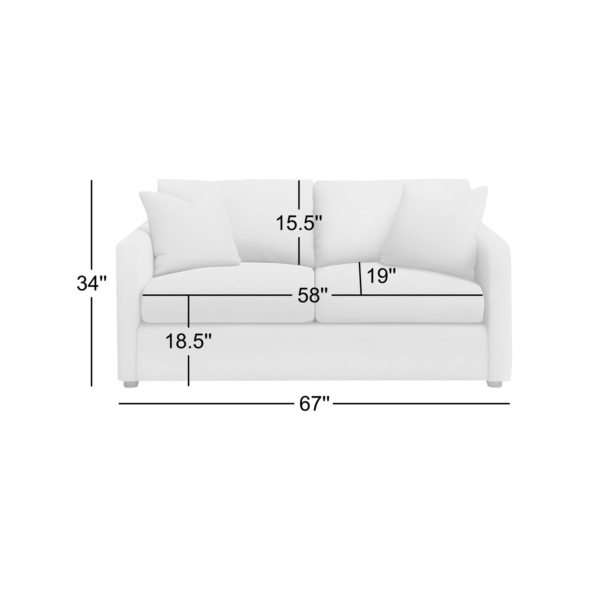 Godwin 67'' Upholstered Sofa, Classic Bleach White Twill