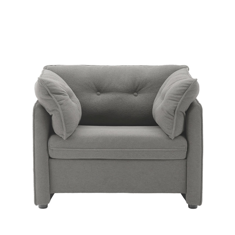 Fauteuil d'appoint simple en chenille de style moderne avec méridienne et canapé-lit pour salon, chambre à coucher, Gris