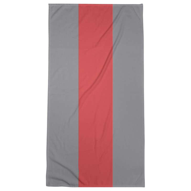 Lightweight Bath Towel, Flat Gray/Red/Flat Gray, Microfiber