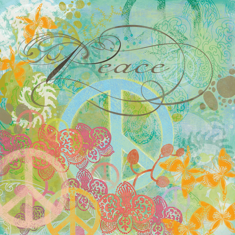Colorful Abstract Peace Canvas Art Print, 34" x 34"