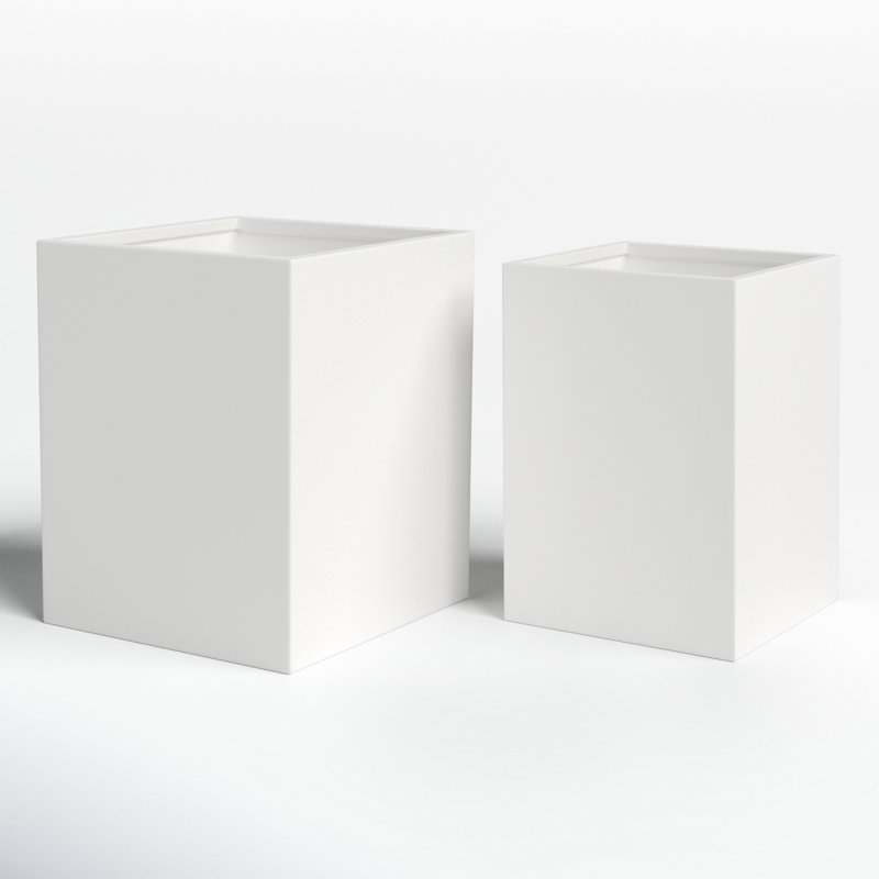 Etha Metal Planter Box, White