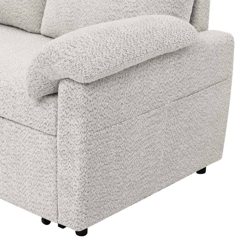 Canapé-lit convertible 3 en 1 avec rangement, Polyester gris clair