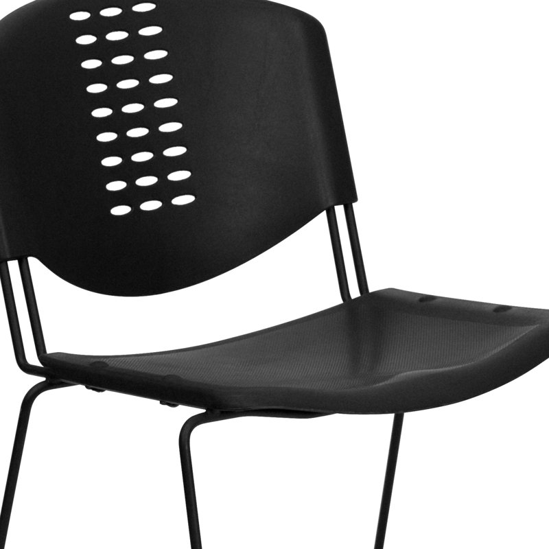 Hercules Series 400 lb Black Metal & Plastic Stackable Chair