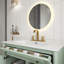 Meuble-lavabo vert moderne en MDF de 36 po avec lavabo en céramique, armoire de salle de bain en bois massif avec tiroir rabattable, 3 tiroirs et 2 portes, avec poignées en métal doré