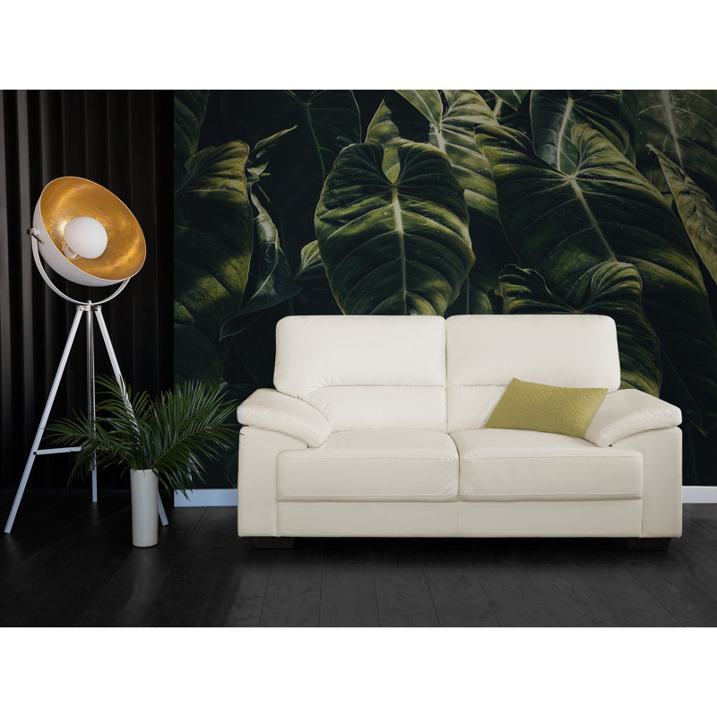 2 Seater Faux Leather Loveseat, Cream