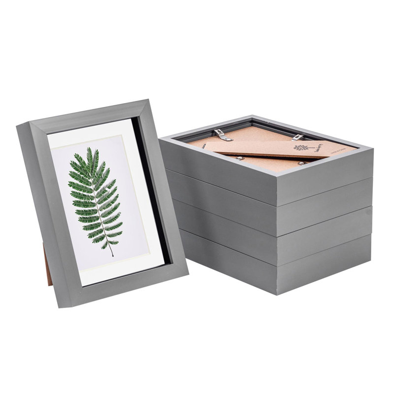 Nicola Spring - 3D Box Photo Frames - 5 x 7" with 4 x 6" Mount, Grey/White
