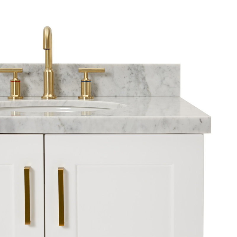 ARIEL TAYLOR 43 IN RIGHT OFFSET RECTANGLE SINK VANITY, White, Oval, Right