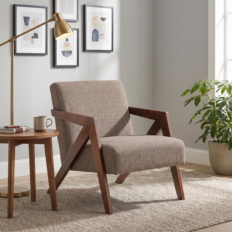 Chaise d'appoint Mid-Century moderne avec structure en bois, Vert