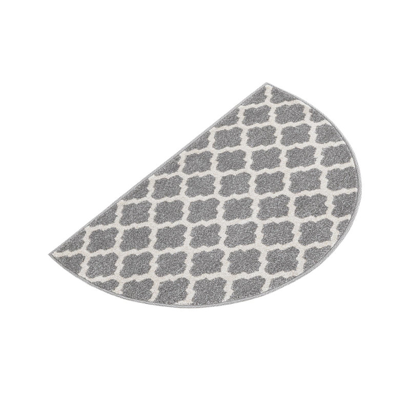 Molly Power Loom Dark Gray/Ivory Rug, Half Circle 2'2" x 3'7"