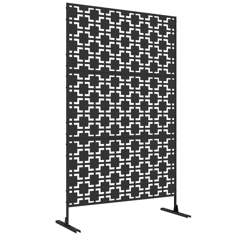 Sexton 6.5FT Decorative Garden Privacy Screen, Grid Style, Black