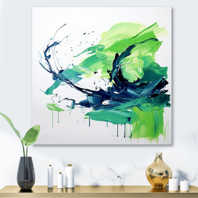 «Green and Blue surreal Swirls Charm II», reproduction d'art murale abstraite en métal
