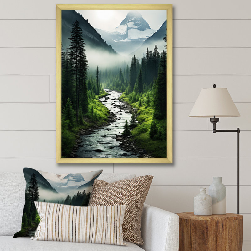 Beedie Canada Misty Morning sur toile, Encadrement doré, H 32 po x l 16 po x P 1 po