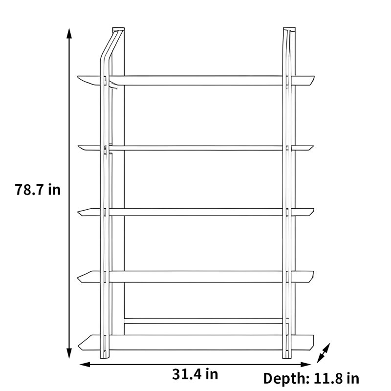 Bibliothèque de haute qualité et durable, H 78,7 po x l 31,4 po x P 11,8 po, Noir / brun