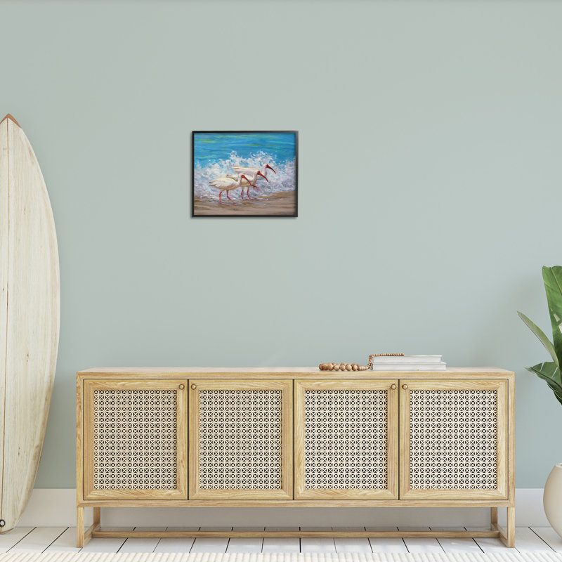 «Splashing Sea Birds», art de la giclée encadrée par Sandy Nelson, H 24 po x l 30 po, Gris