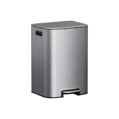Ksskss 16 Gallon Kitchen Trash Can With Lid, 60L Stainless Steel Step Garbage Bin With Removable Inner Bucket, Side Handles, Deordorizer Compartment, Soft Close (Silver)