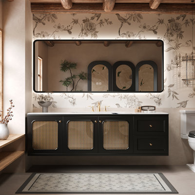 American-style retro rattan bathroom cabinet