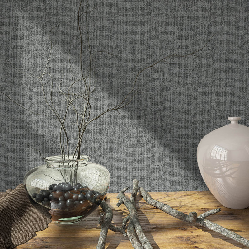 Kumano Textured Weave Wallpaper Roll, Gray