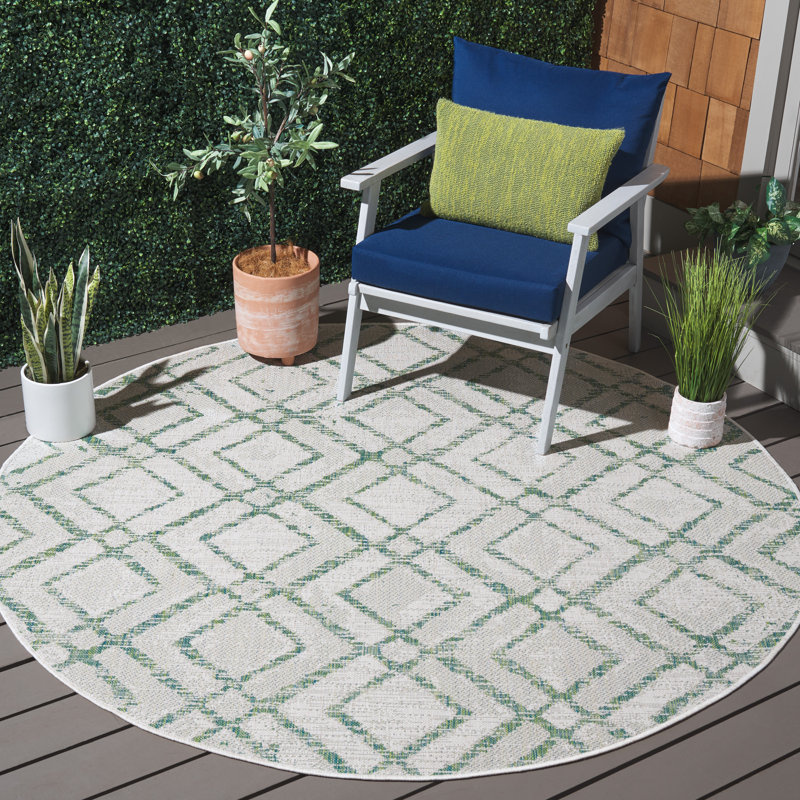 Benedick Performance Geometric Indoor/Outdoor Area Rug, Round 6'7"