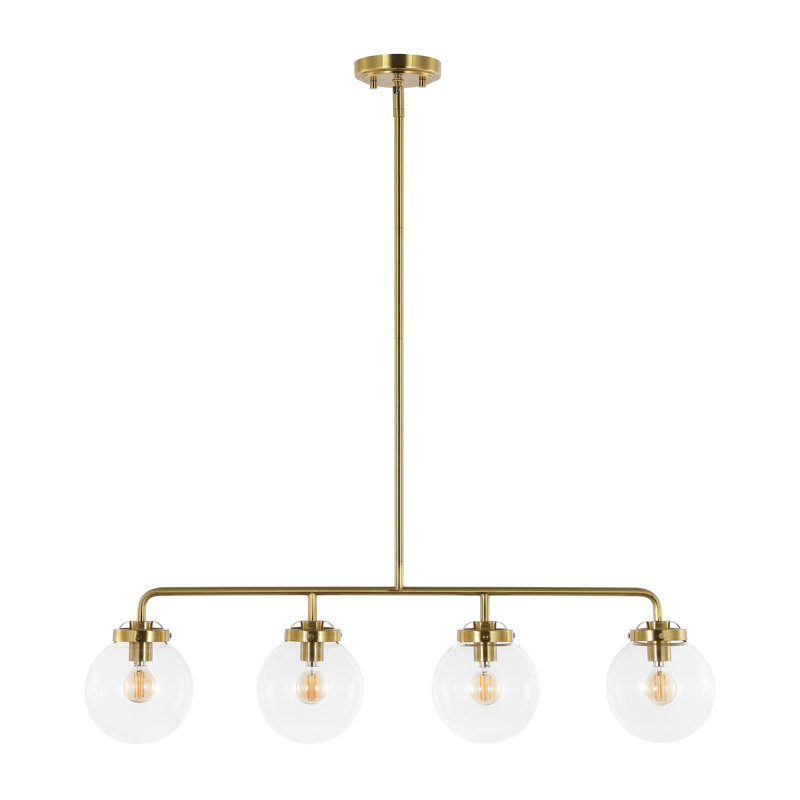 Luminaire suspendu pour îlot de cuisine 4 lumières en laiton doré