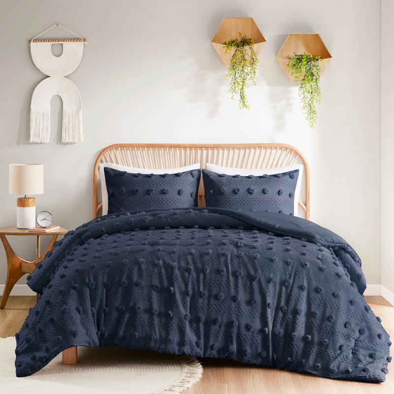 Navy Comforter Queen, , Enchanting Details, Queen Comforter + 2 Additional Pieces, Navy