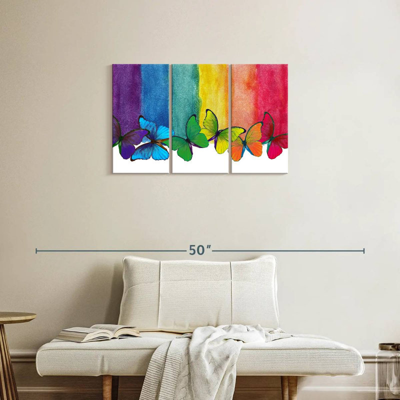 Bande colorée de papillons, H 20 po x l 33 po