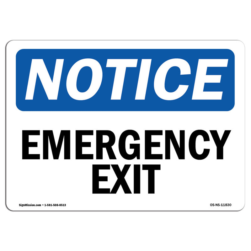 Emergency Exit Aluminum Sign 18 x 24