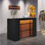 Bureau de réception moderne de 63 po avec lumières à DEL, comptoir avant avec rangement pour le hall d'entrée, le salon de beauté, le magasin de détail, la clinique ou la caisse - finition noire et brun rustique