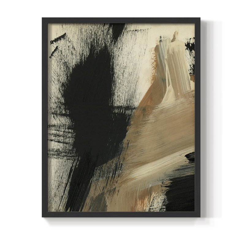 «Baked Paintstrokes I», reproduction encadrée - bois massif, Noir, H 14 po x l 11 po