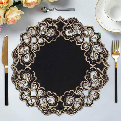 Bastiana Lace Round Doilies for Dining Table Christmas Decor Set of 4 Anyce Collection Placemats