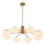 Lustre moderne en métal doré 8 lumières 35,43 ", hauteur réglable jusqu'à 74", abat-jour en plastique en forme de citrouille pour plafonds inclinés