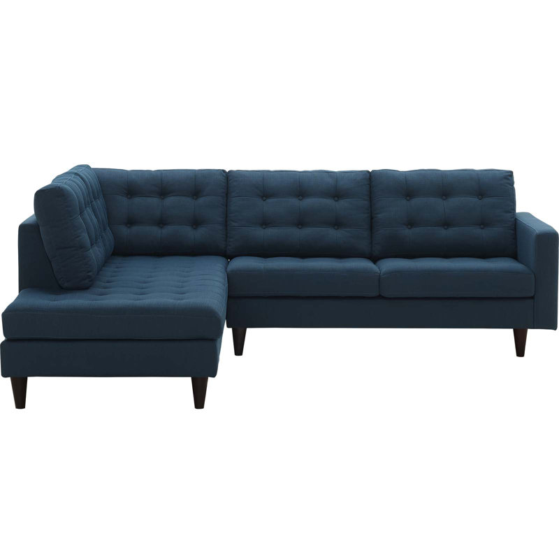 Modway Empress 2 Piece Upholstered Fabric Sectional, Azure, Left Hand Facing
