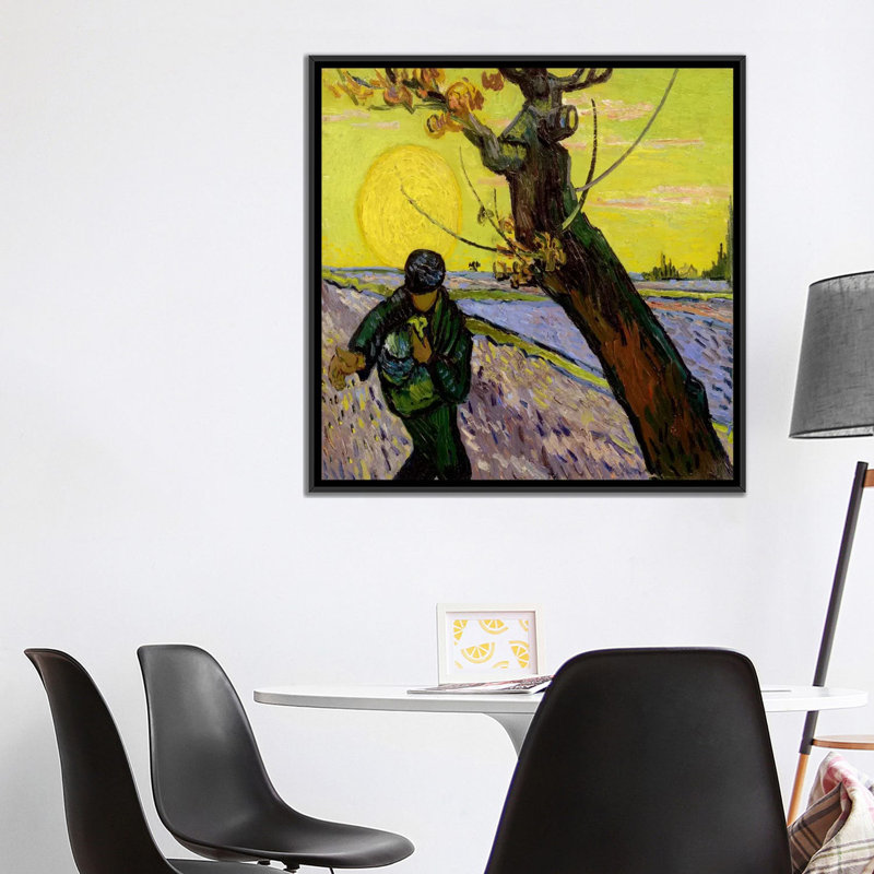 « the sower » par vincent van gogh, reproduction d’art sur toile tendue, H 18 po x l 18 po x p 1,5 po, Toile avec cadre noir