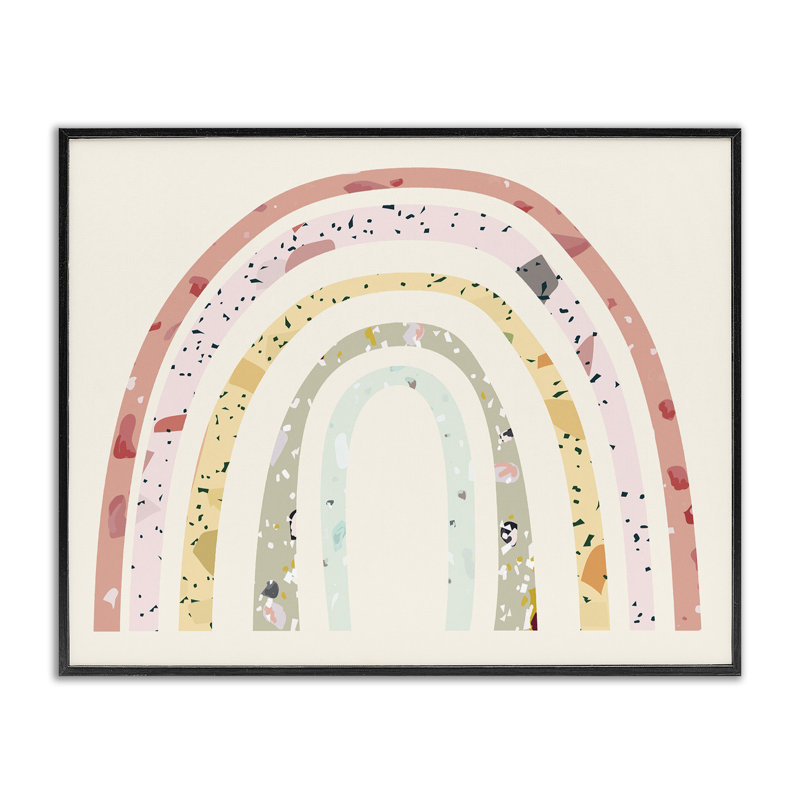Motif abstrait pour enfants, arc-en-ciel sur art, H 16 po x l 20 po, Giclée encadrée noir minuit