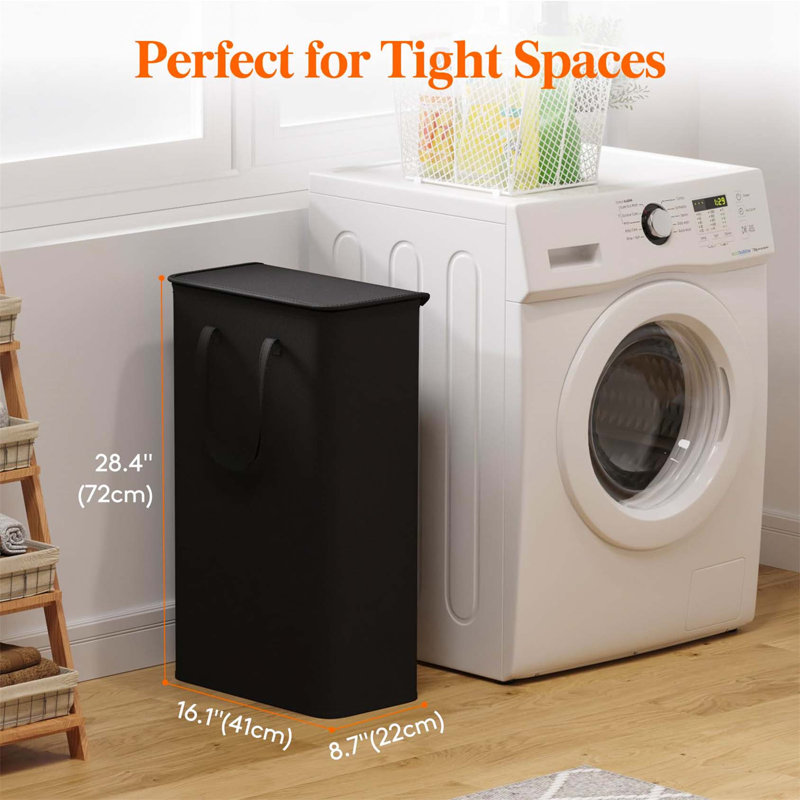 Bhargava Fabric Laundry Hamper with Handles, Black
